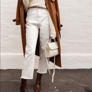 White jeans straight leg stretchy high waisted